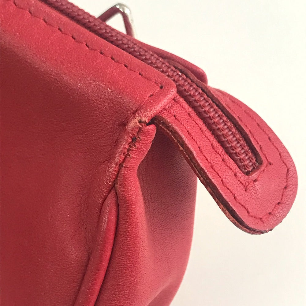 Christian Dior Shoulder Bag leather Red CDMetal Mini pochette Women Used