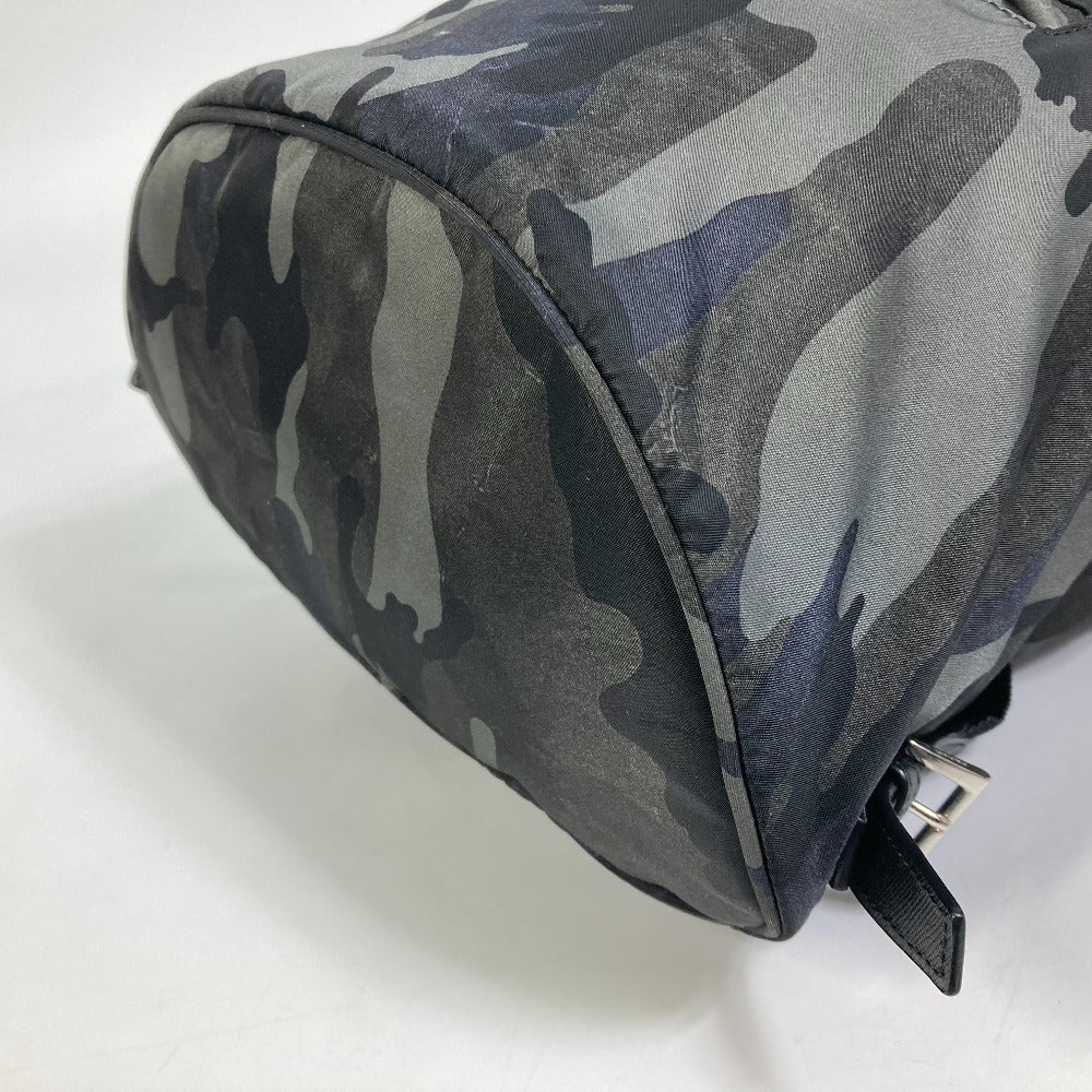 PRADA Backpack Nylon, Saffiano leather green Triangle logo camouflage camouflage saffiano mens Used