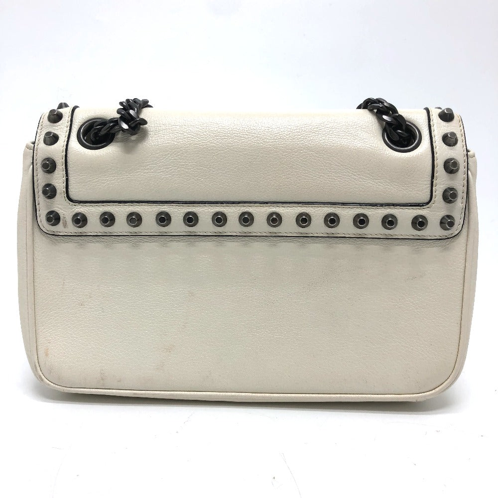 PRADA Shoulder Bag 1BD147 leather white logo studs ChainShoulder Women Used