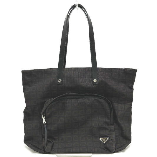 PRADA Tote Bag VA0877 PVC / Leather black Triangle logo mens Used