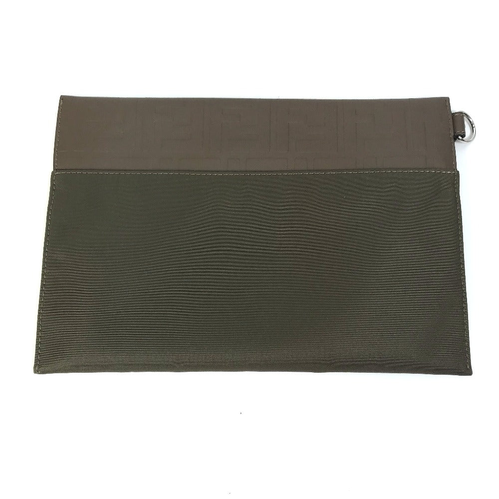 FENDI Pouch 7N0108 Nylon / leather khaki Zucca Women Used