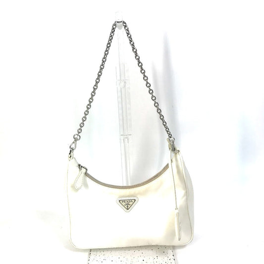 PRADA Shoulder Bag 1BH204 Nylon white Triangle logo plate Re-Edition 2005 Women Used