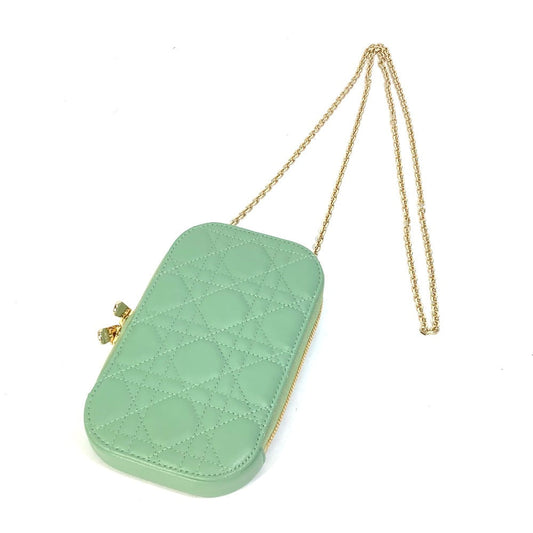 Christian Dior Shoulder Bag S0872ONMJ_M59H leather green cannage phone case Lady Dior LADY DIOR phone holder Women Used