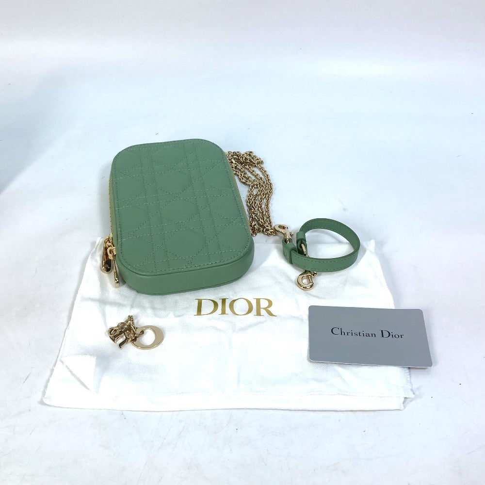 Christian Dior Shoulder Bag S0872ONMJ_M59H leather green cannage phone case Lady Dior LADY DIOR phone holder Women Used