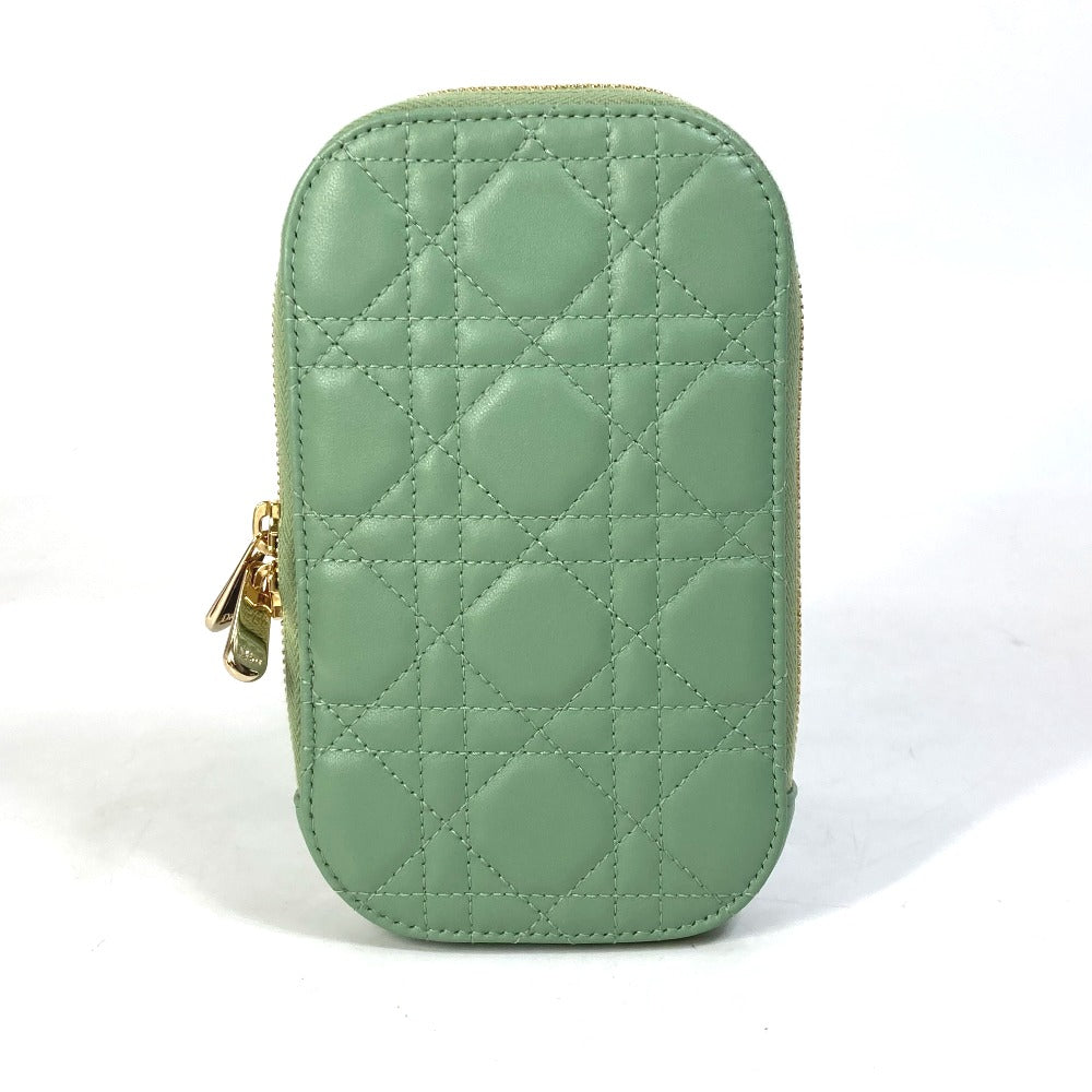 Christian Dior Shoulder Bag S0872ONMJ_M59H leather green cannage phone case Lady Dior LADY DIOR phone holder Women Used