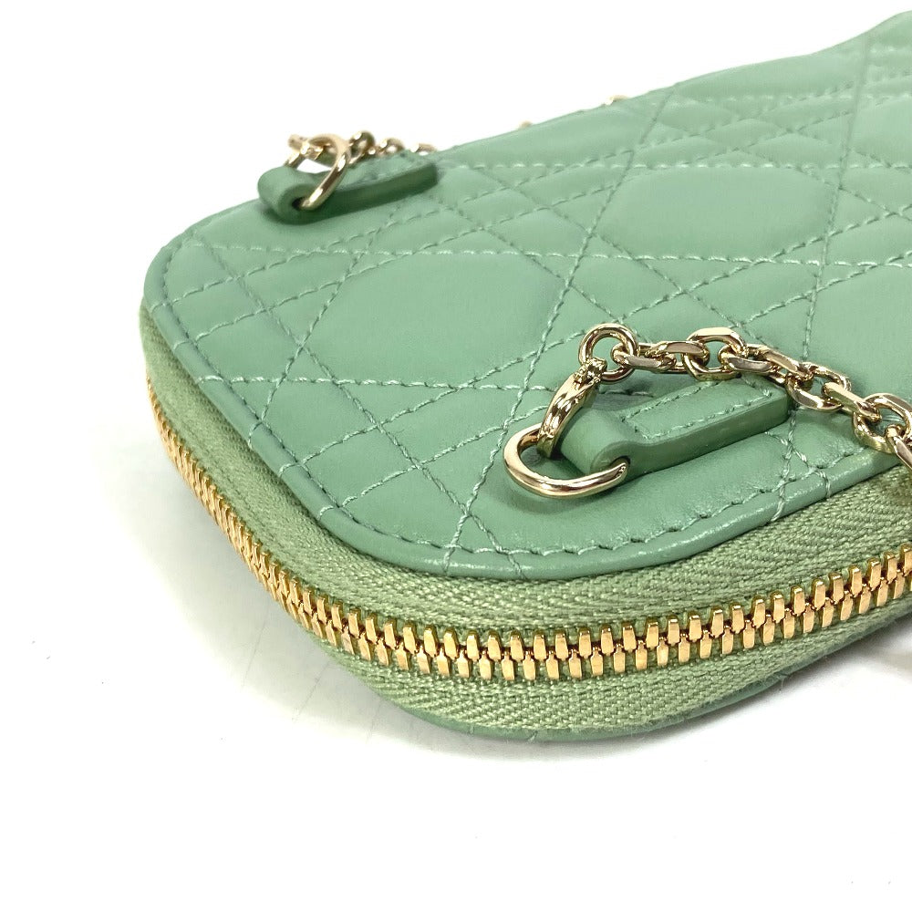 Christian Dior Shoulder Bag S0872ONMJ_M59H leather green cannage phone case Lady Dior LADY DIOR phone holder Women Used