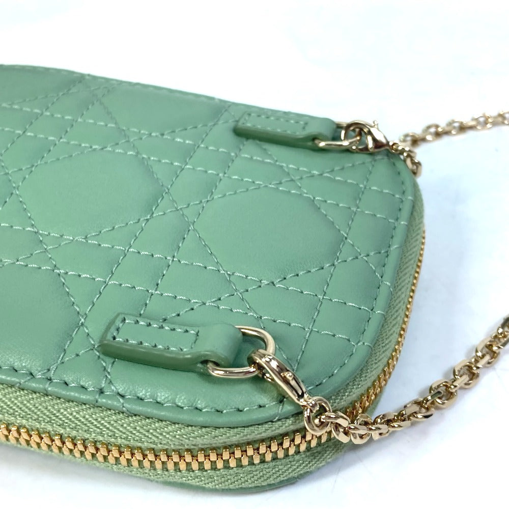 Christian Dior Shoulder Bag S0872ONMJ_M59H leather green cannage phone case Lady Dior LADY DIOR phone holder Women Used