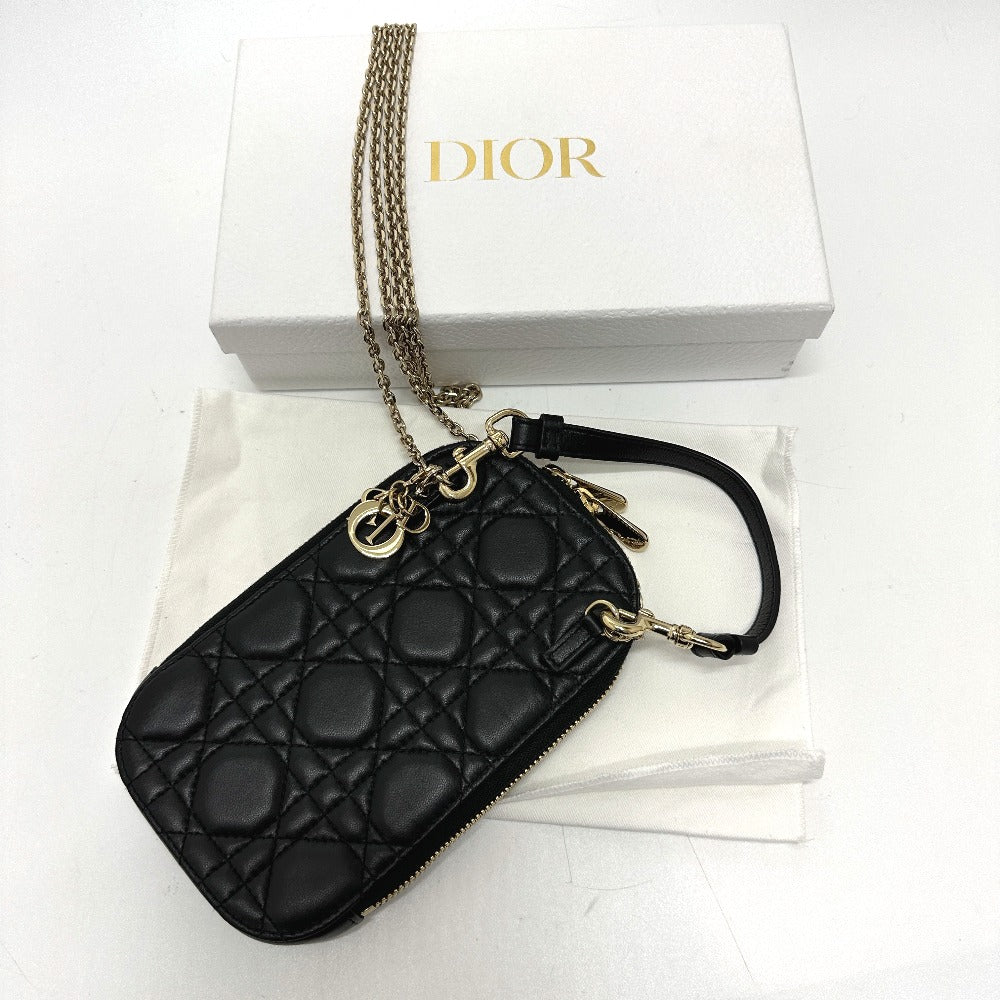 Christian Dior Shoulder Bag S0842ONMJ leather black Canage Phone case