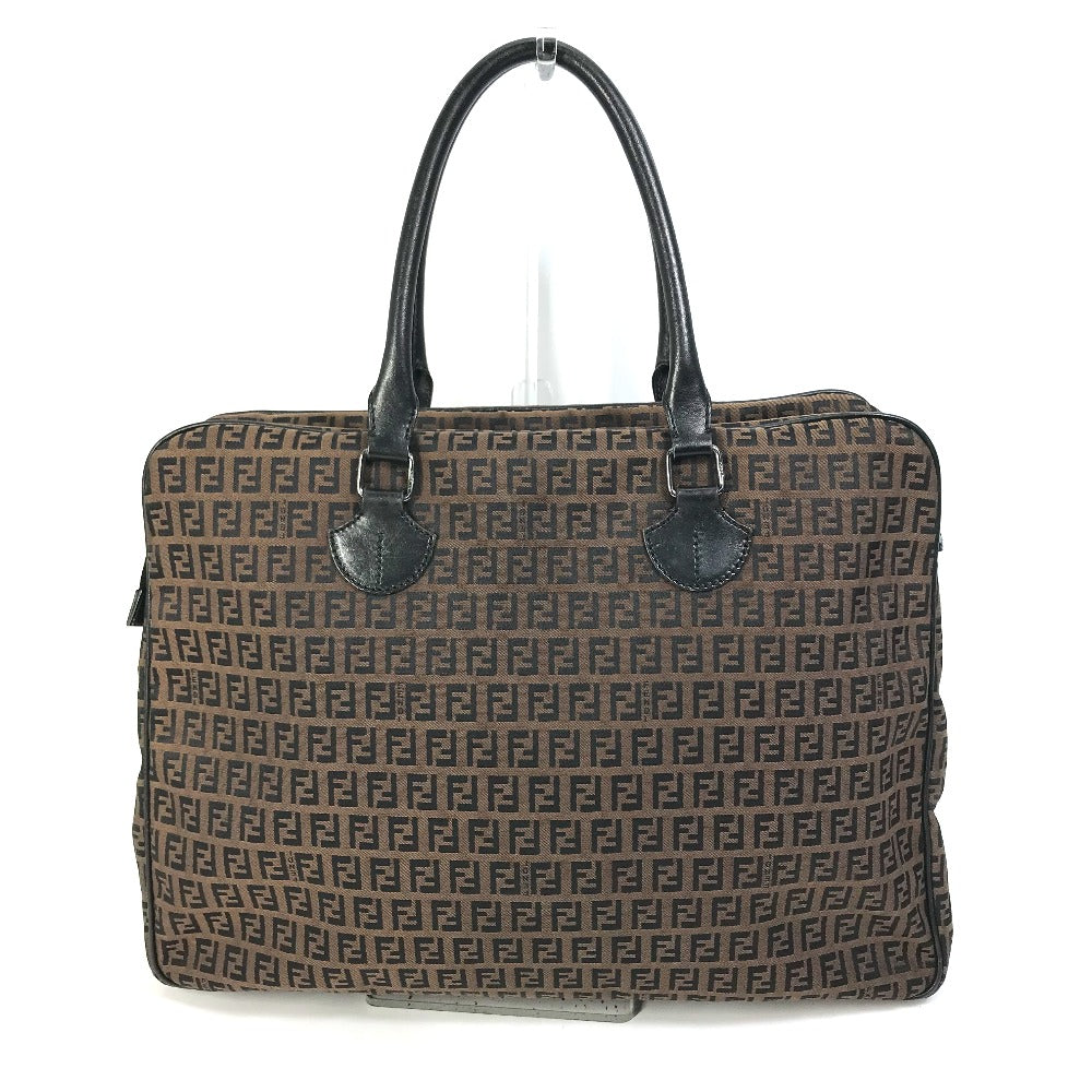 FENDI Handbag Canvas / leather Brown Zucchino Women Used