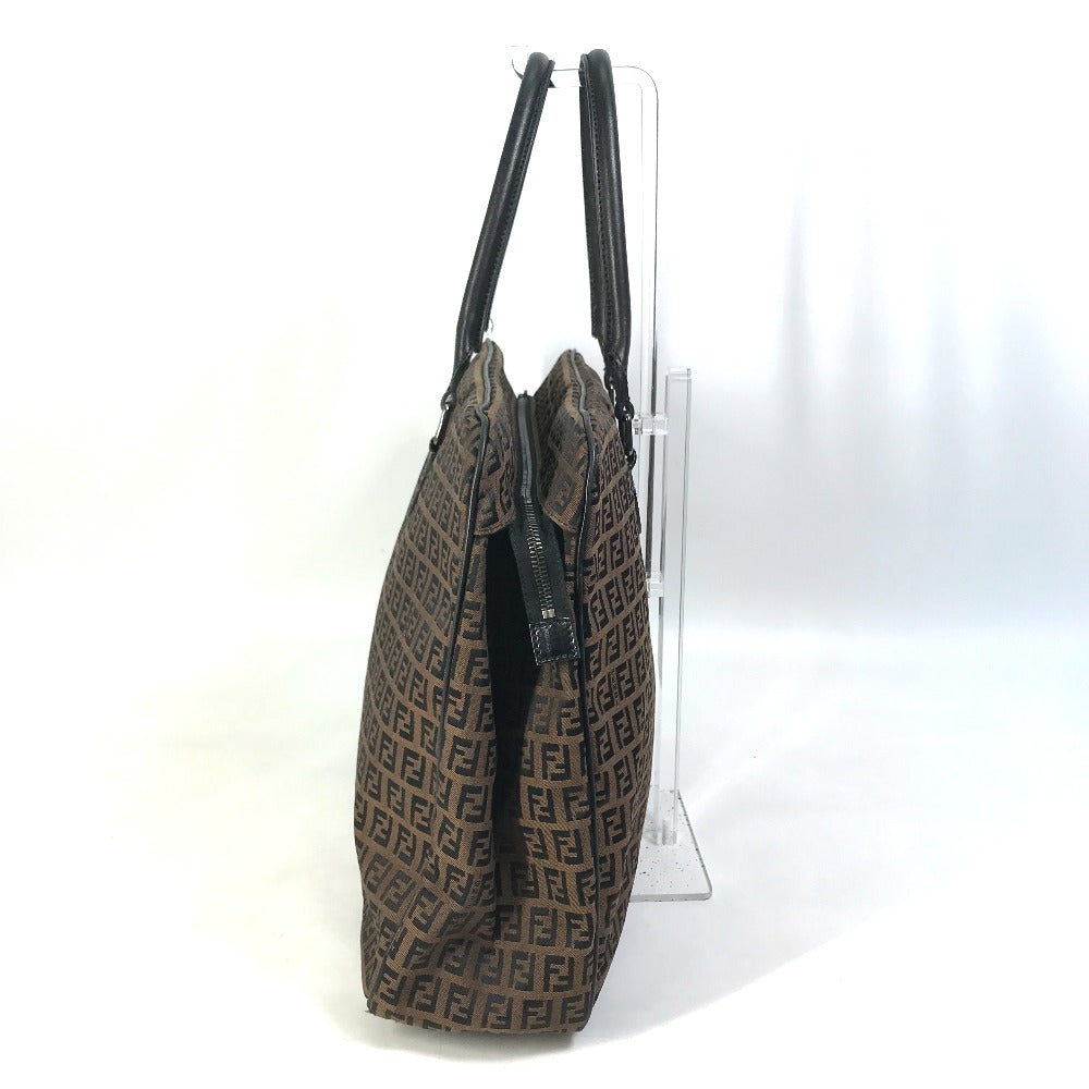 FENDI Handbag Canvas / leather Brown Zucchino Women Used