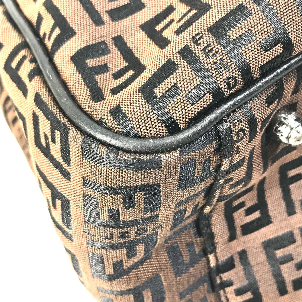 FENDI Handbag Canvas / leather Brown Zucchino Women Used