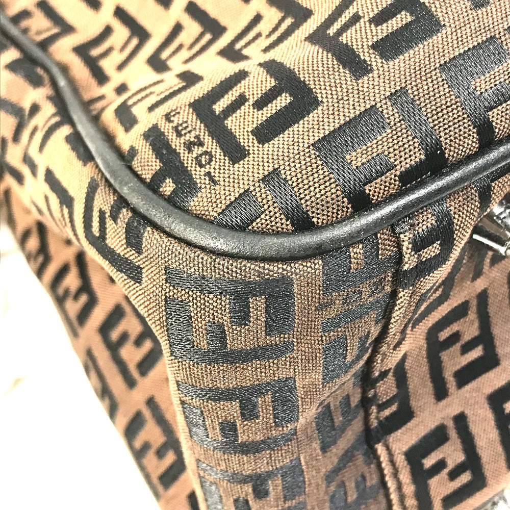 FENDI Handbag Canvas / leather Brown Zucchino Women Used
