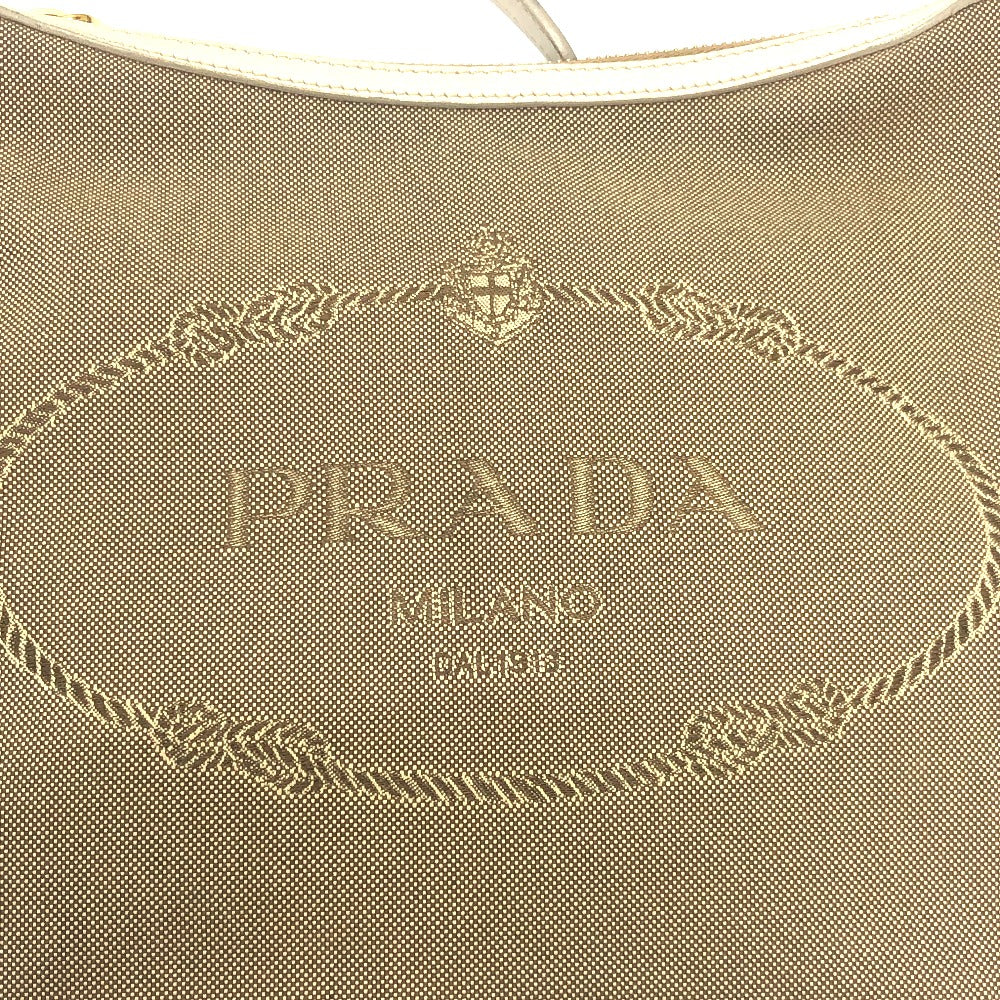 PRADA Shoulder Bag BT0706 Canvas / leather beige logo Jacquard Women Used