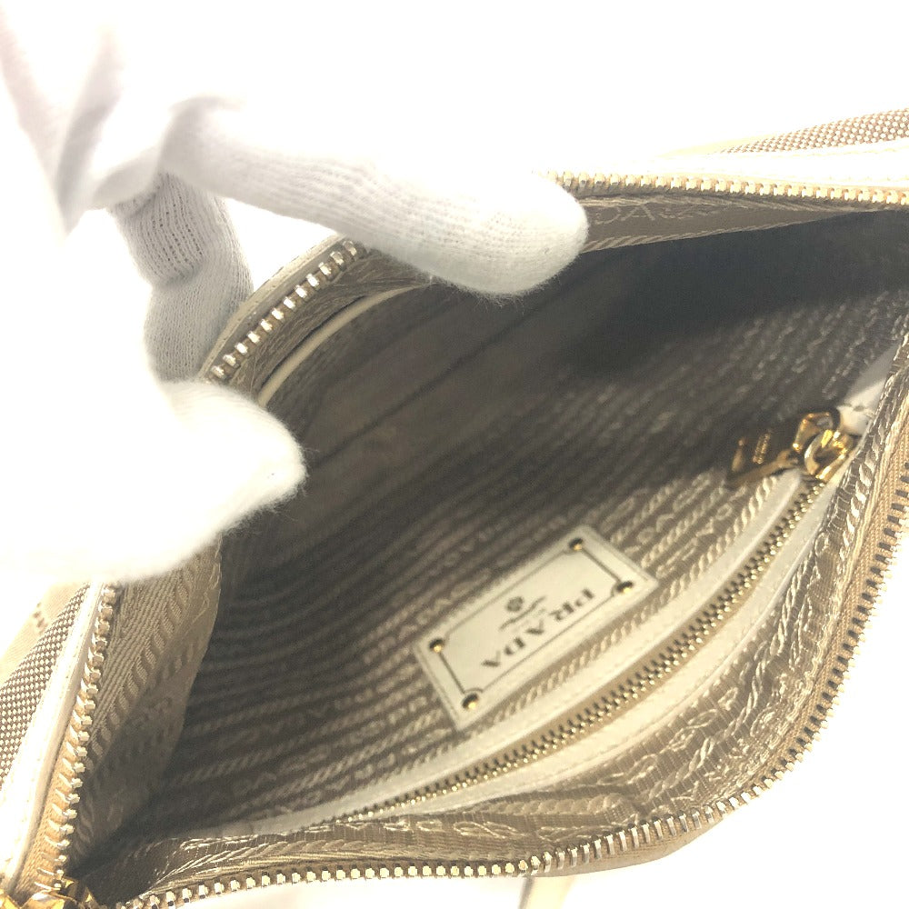 PRADA Shoulder Bag BT0706 Canvas / leather beige logo Jacquard Women Used