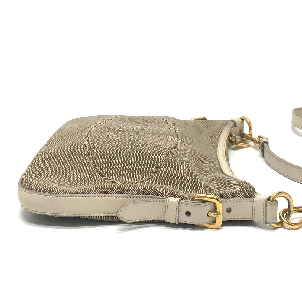 PRADA Shoulder Bag BT0706 Canvas / leather beige logo Jacquard Women Used