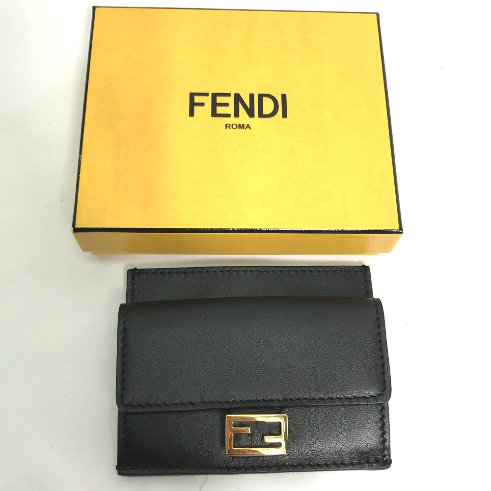 FENDI Coin case 8M0423 leather black baguette card holder Women Used