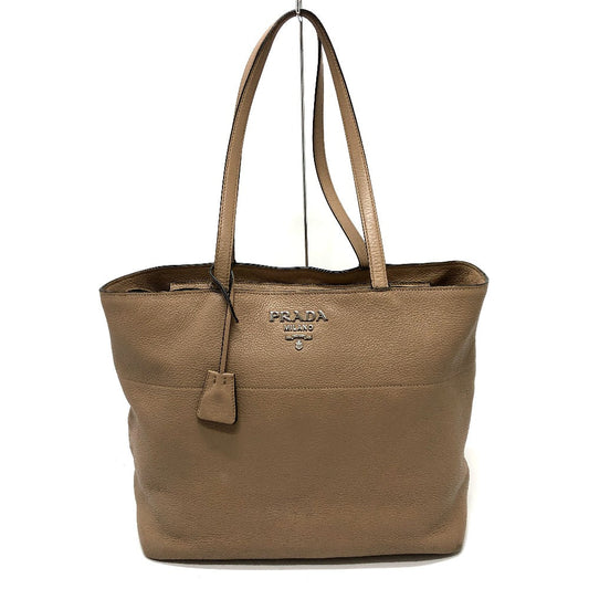 PRADA Tote Bag 1BG203 leather beige logo Women Used