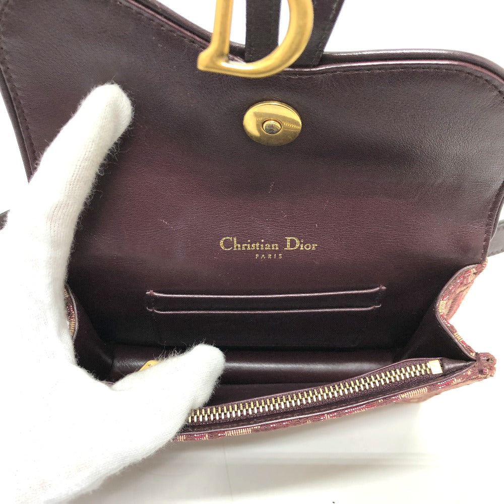 Christian Dior Sling bag Canvas leather Bordeaux Trotter SADDLE belt pouch Women Used