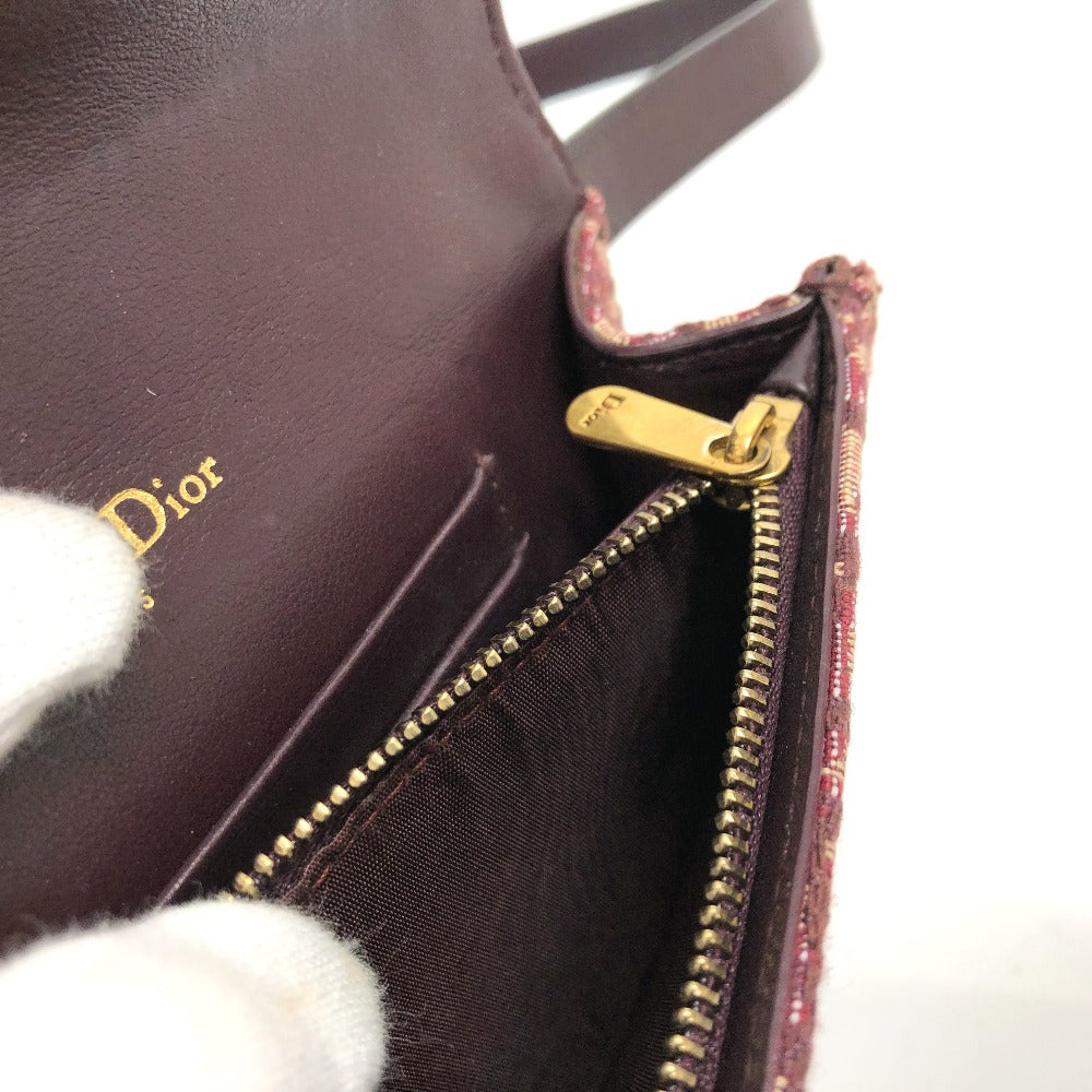 Christian Dior Sling bag Canvas leather Bordeaux Trotter SADDLE belt pouch Women Used