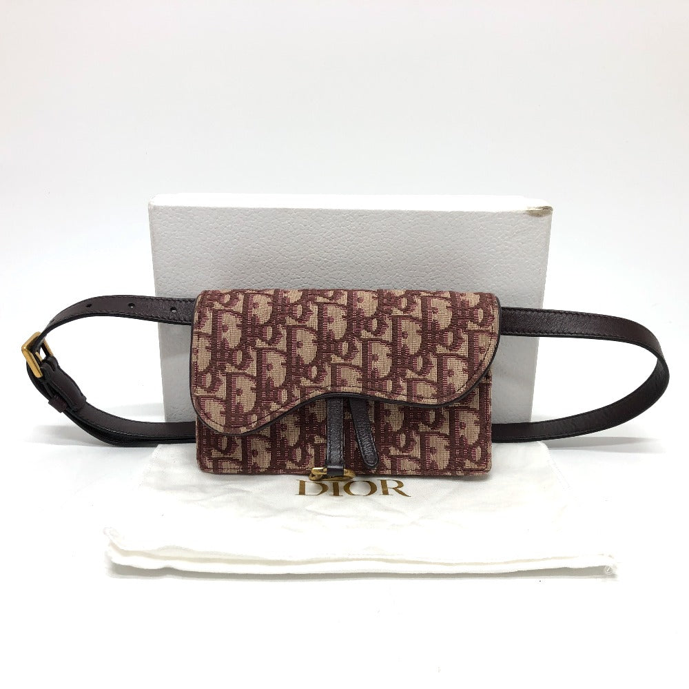 Christian Dior Sling bag Canvas leather Bordeaux Trotter SADDLE belt pouch Women Used