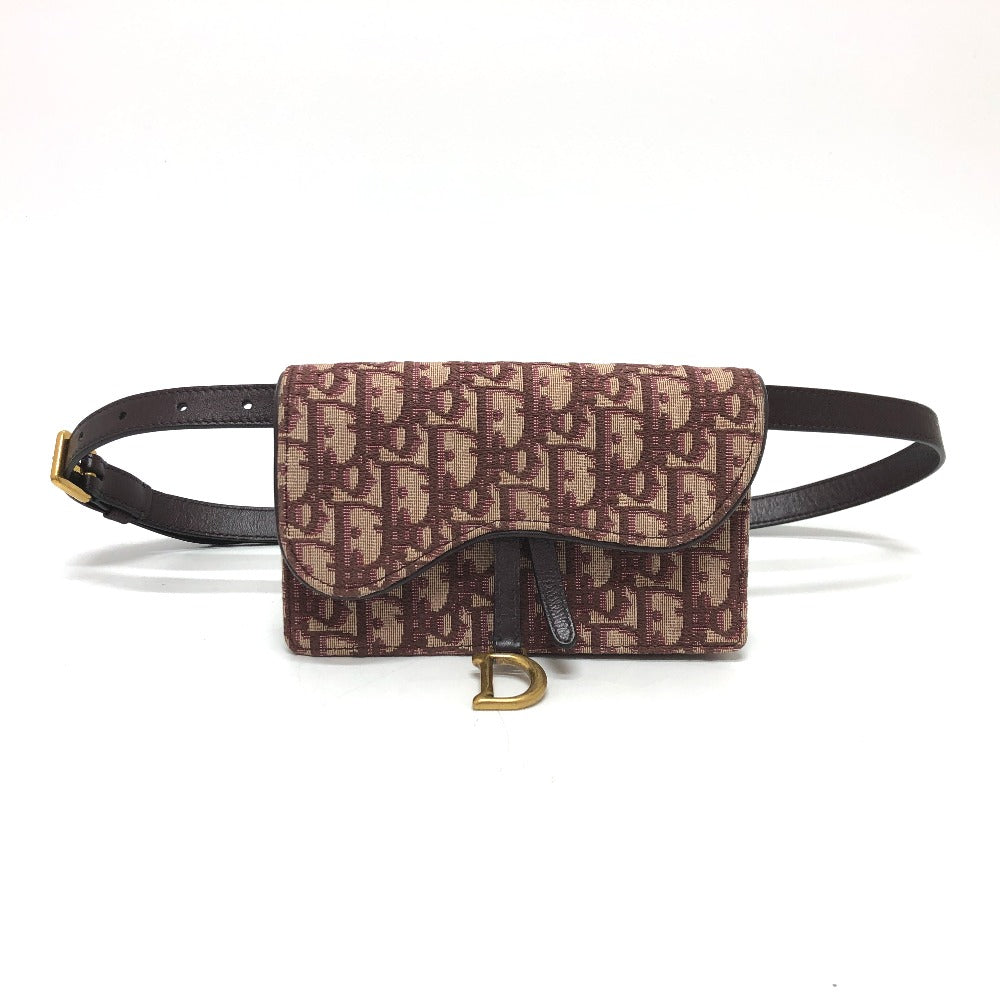 Christian Dior Sling bag Canvas leather Bordeaux Trotter SADDLE belt pouch Women Used