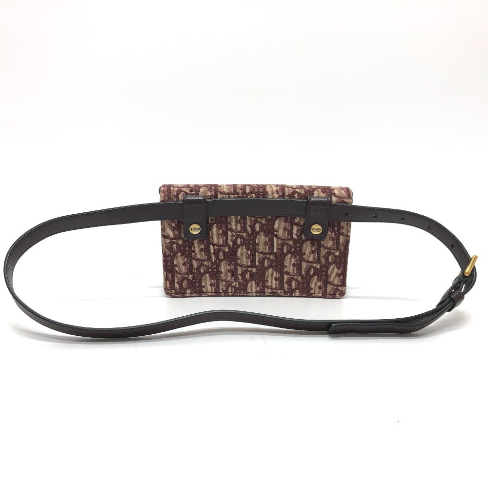 Christian Dior Sling bag Canvas leather Bordeaux Trotter SADDLE belt pouch Women Used