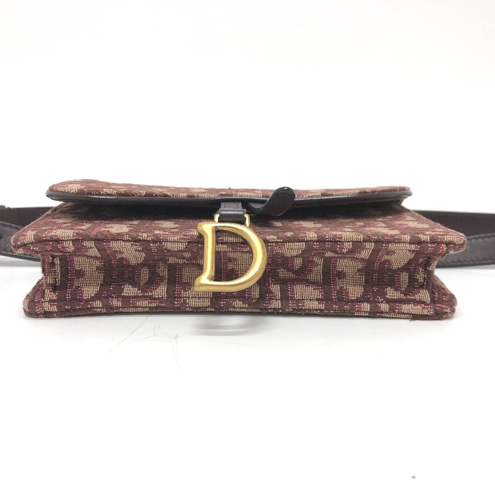 Christian Dior Sling bag Canvas leather Bordeaux Trotter SADDLE belt pouch Women Used