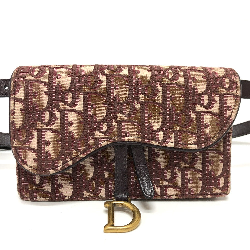 Christian Dior Sling bag Canvas leather Bordeaux Trotter SADDLE belt pouch Women Used