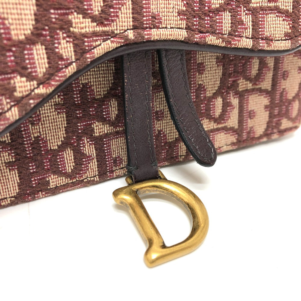 Christian Dior Sling bag Canvas leather Bordeaux Trotter SADDLE belt pouch Women Used