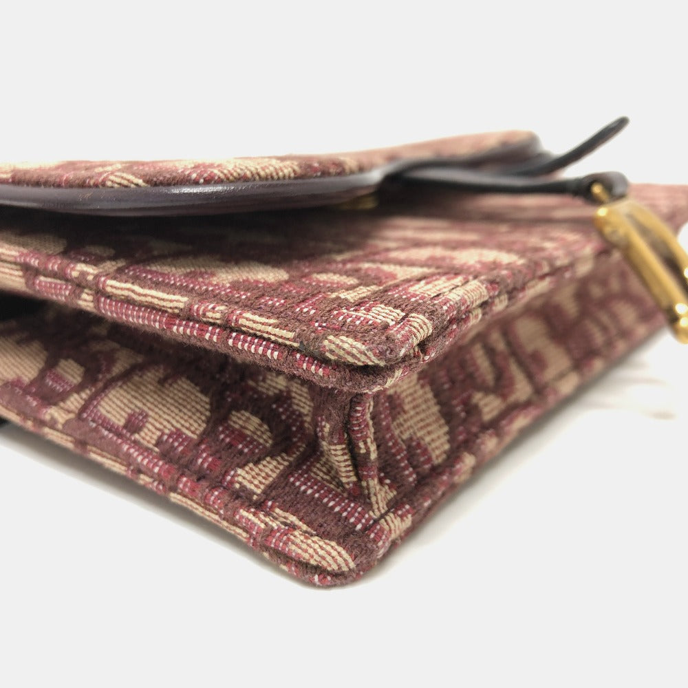 Christian Dior Sling bag Canvas leather Bordeaux Trotter SADDLE belt pouch Women Used