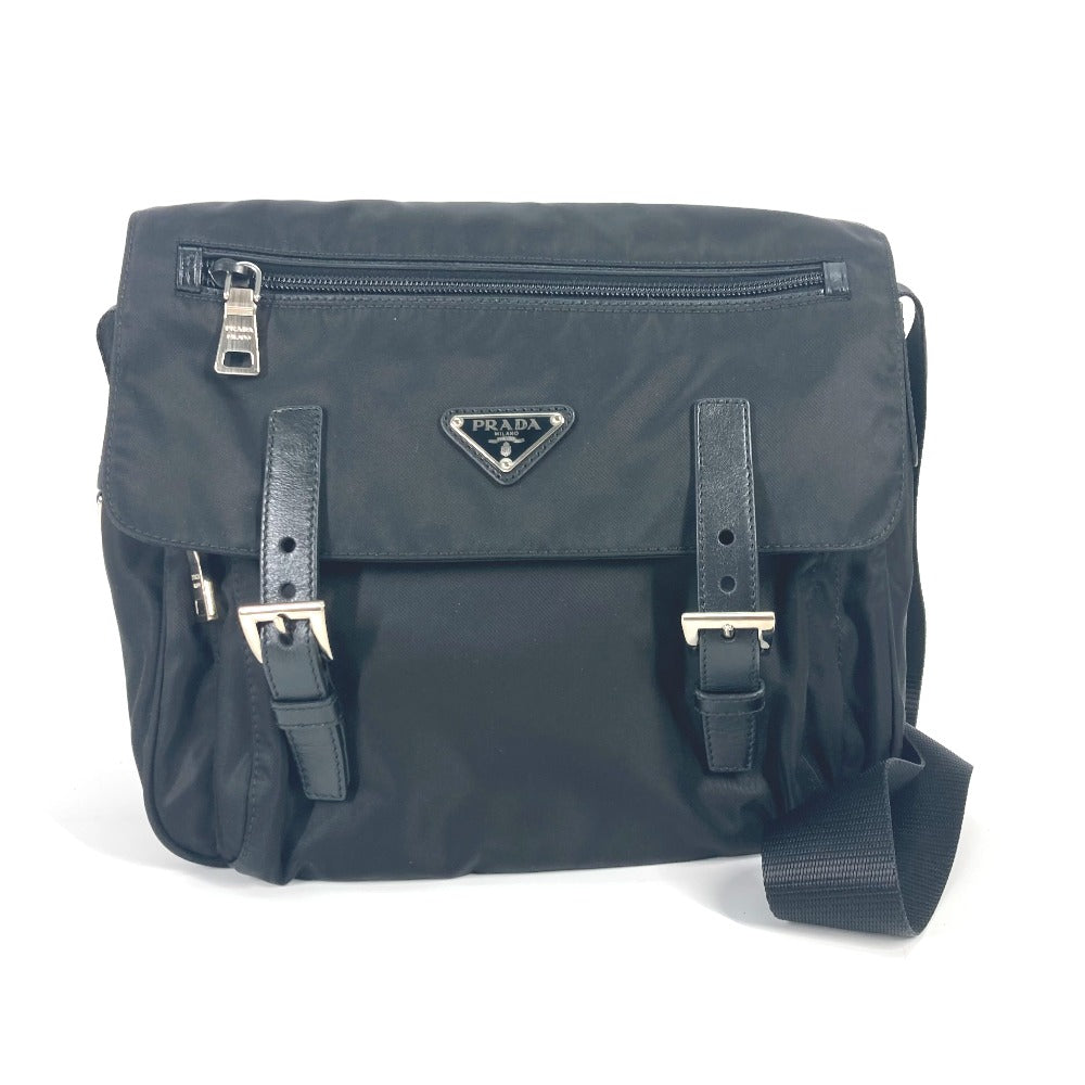 PRADA Shoulder Bag BT0713 Nylon black Triangle logo plate Cross body mens Used