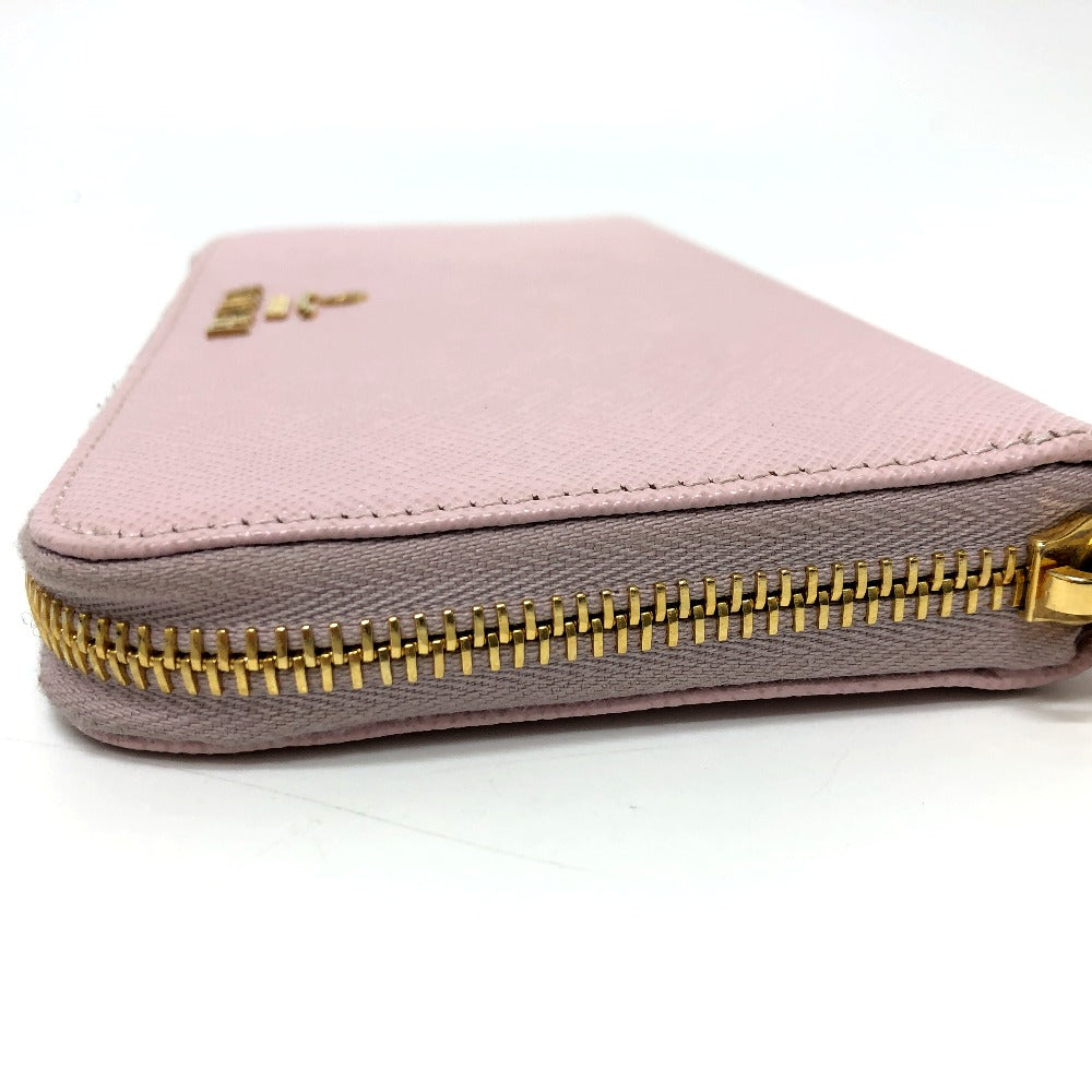PRADA Long Wallet Purse 1ML506 saffiano leather pink logo Zippy wallet Women Used