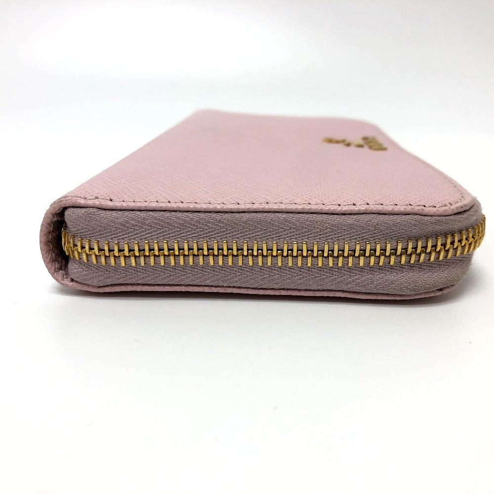 PRADA Long Wallet Purse 1ML506 saffiano leather pink logo Zippy wallet Women Used