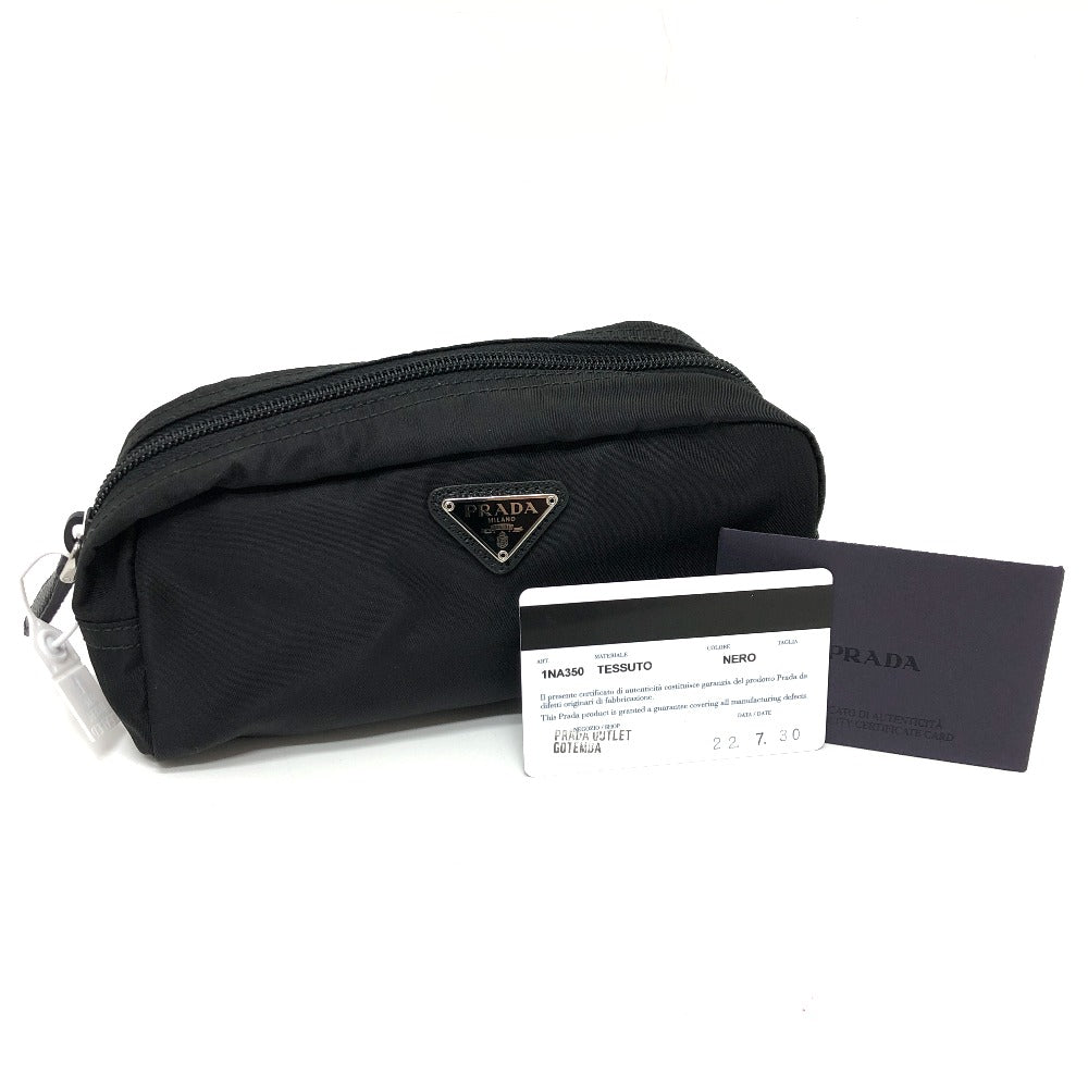 PRADA Pouch 1NA350 Nylon black Triangle logo Women Used
