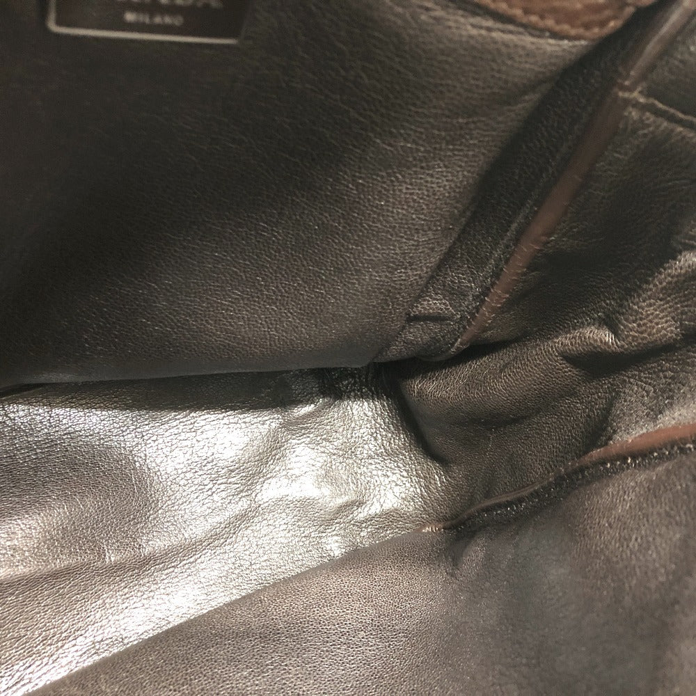 PRADA Shoulder Bag leather Brown Triangle logo By color Silver hardware