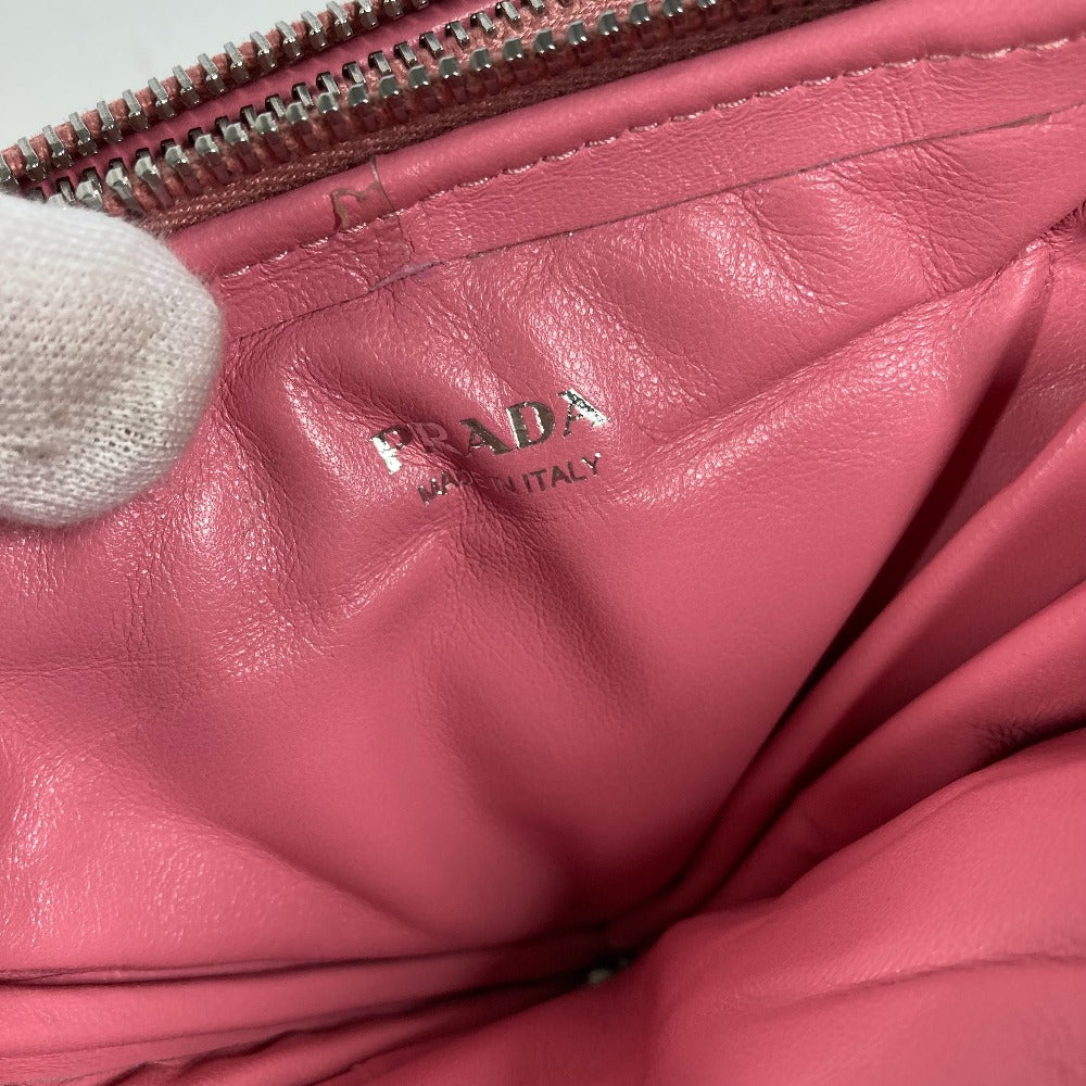 PRADA Shoulder Bag leather pink Chain Double triangle logo plate Women Used