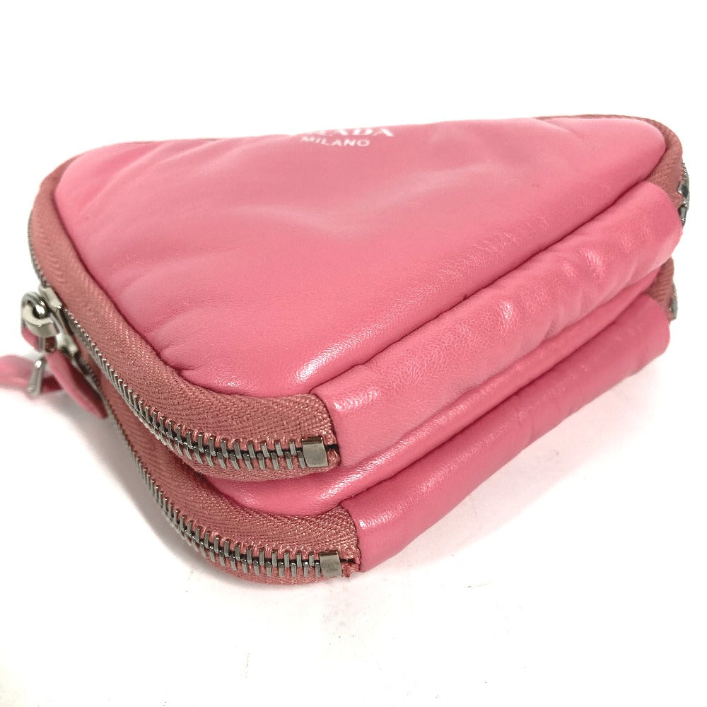 PRADA Shoulder Bag leather pink Chain Double triangle logo plate Women Used