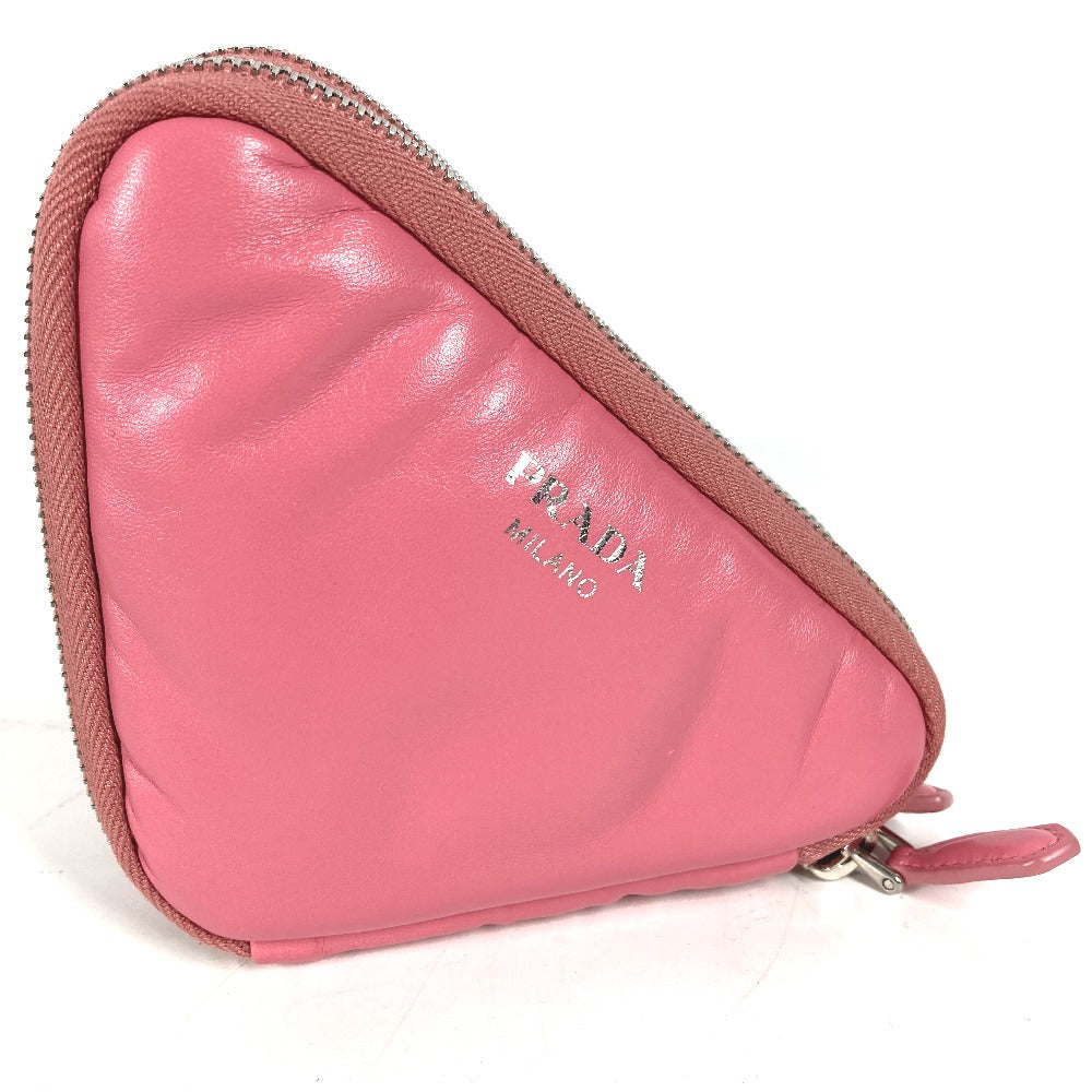 PRADA Shoulder Bag leather pink Chain Double triangle logo plate Women Used