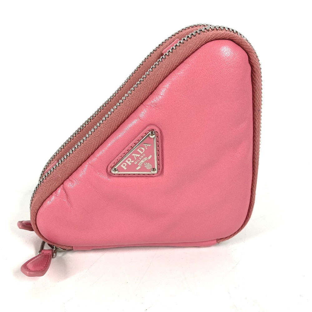 PRADA Shoulder Bag leather pink Chain Double triangle logo plate Women Used