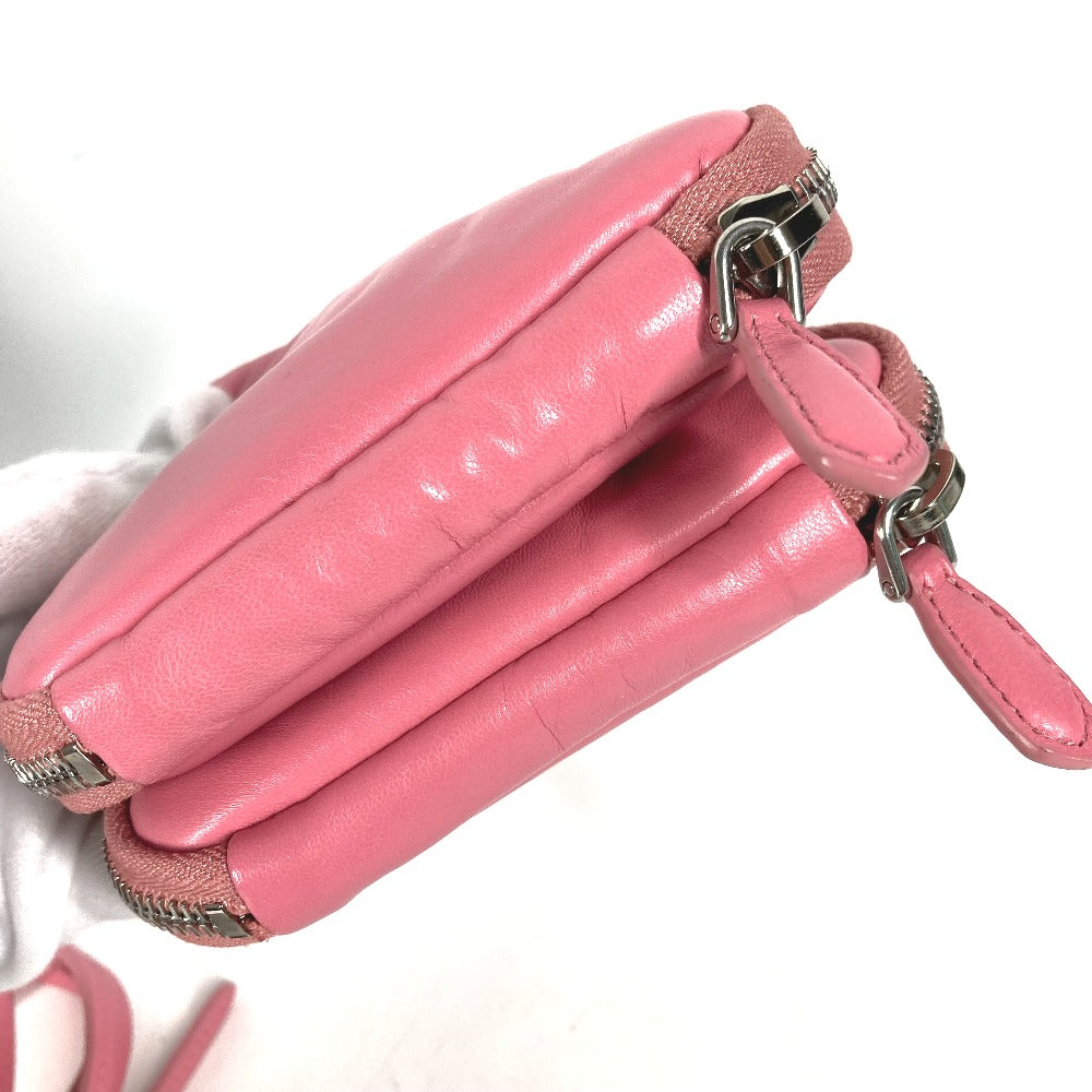 PRADA Shoulder Bag leather pink Chain Double triangle logo plate Women Used