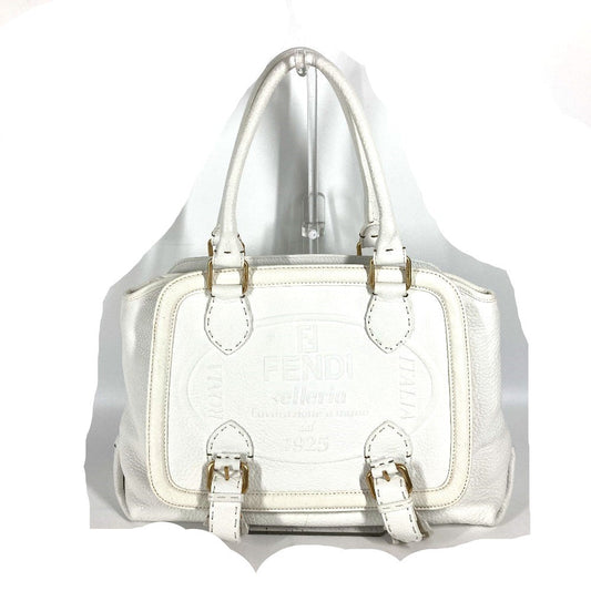 FENDI Shoulder Bag 8BN167 Roman leather white Horse Selleria logo Women Used