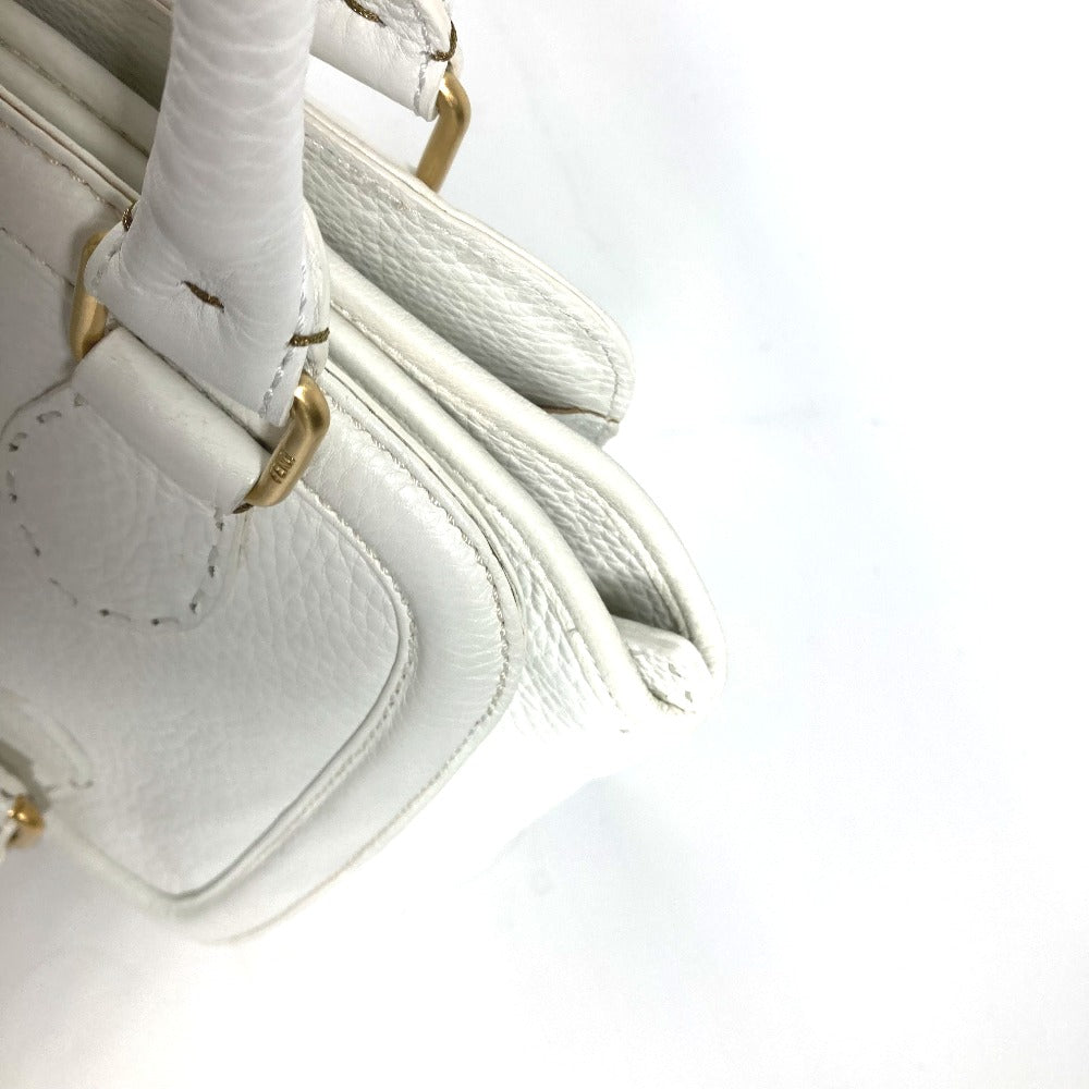 FENDI Shoulder Bag 8BN167 Roman leather white Horse Selleria logo Women Used