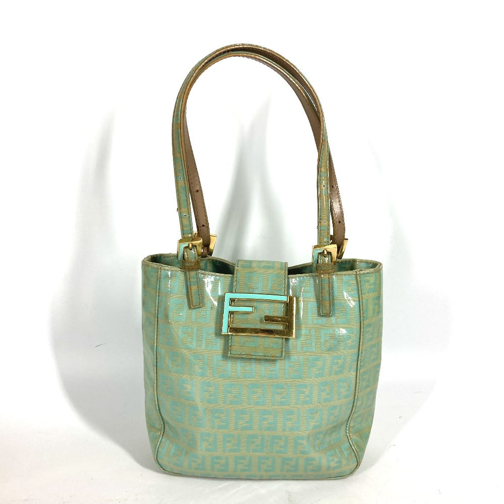 FENDI Shoulder Bag enamel green vintage logo zucca Women Used