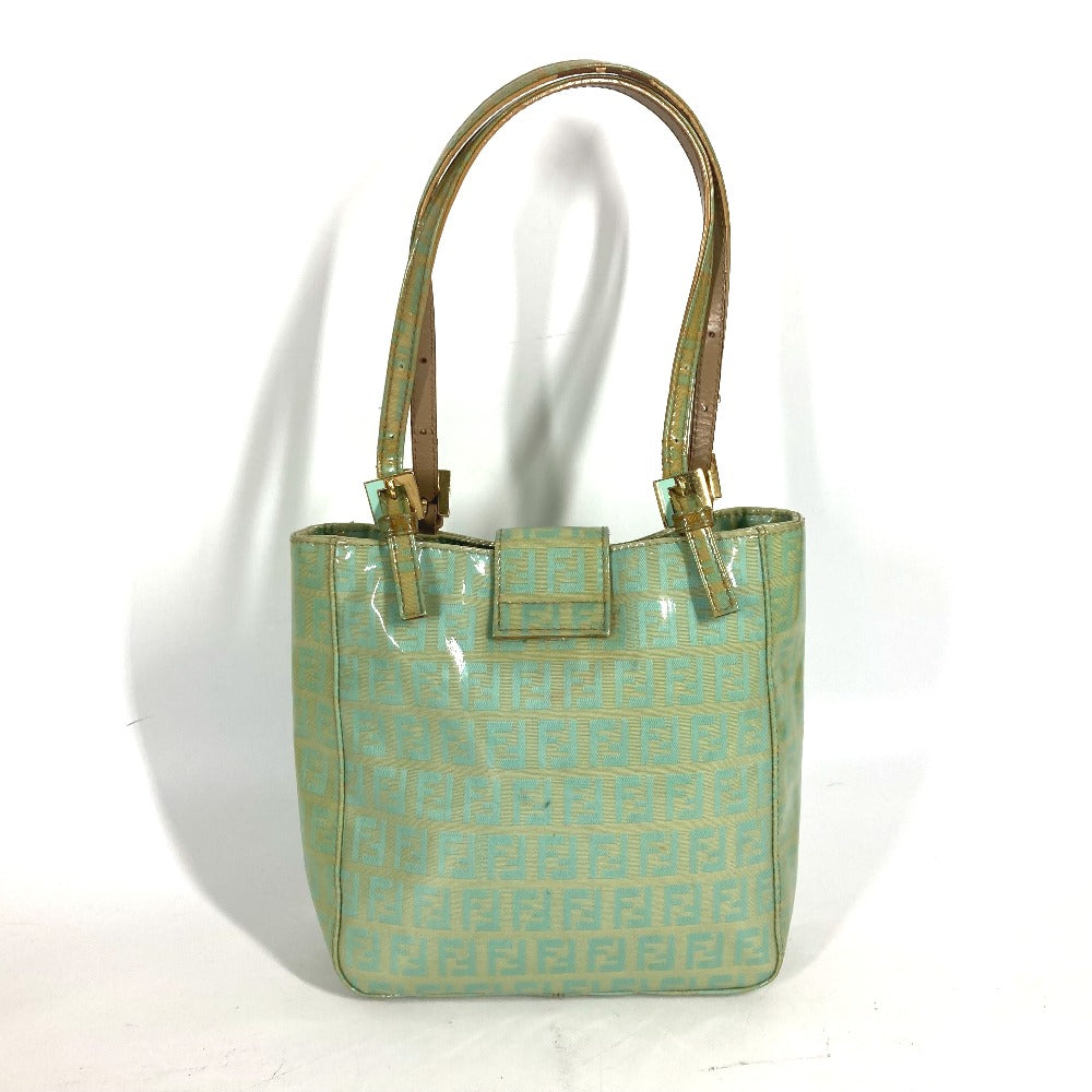 FENDI Shoulder Bag enamel green vintage logo zucca Women Used