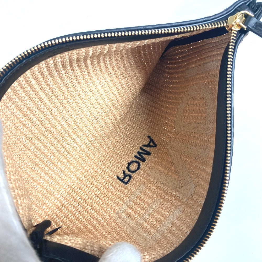 FENDI Clutch bag 8N0149 Raffia, Leather beige straw logo
