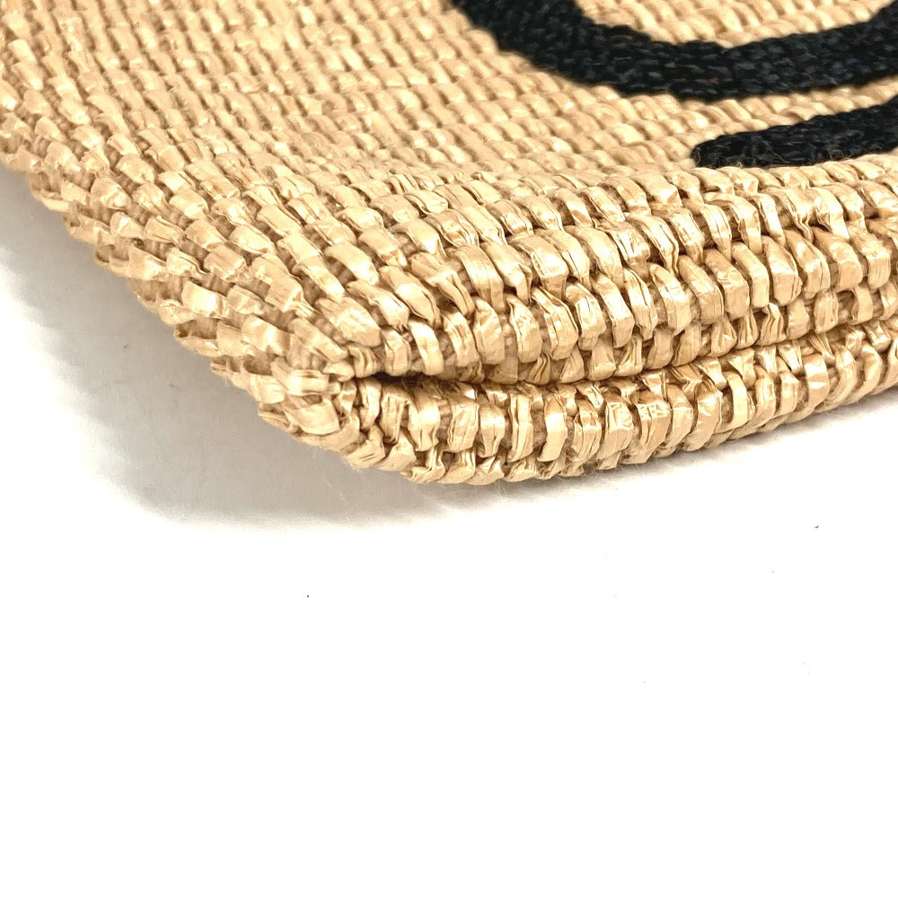 FENDI Clutch bag 8N0149 Raffia, Leather beige straw logo
