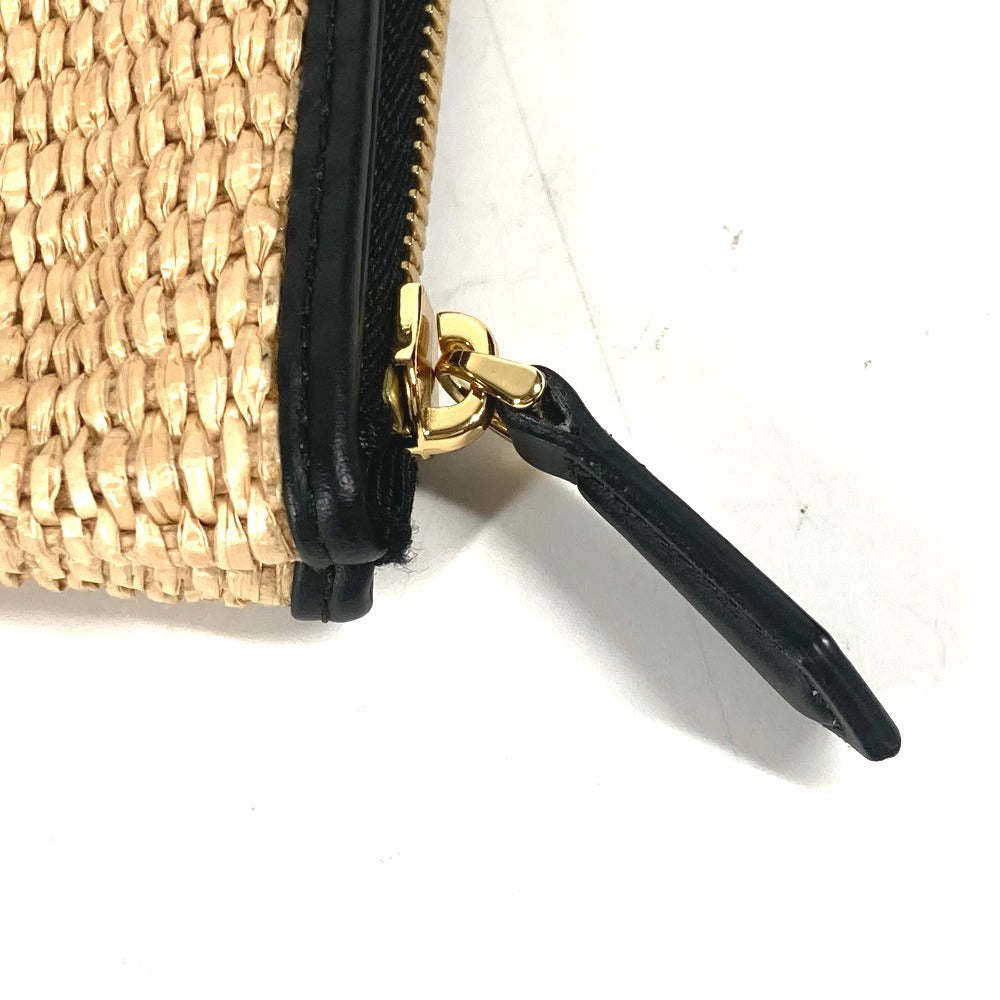 FENDI Clutch bag 8N0149 Raffia, Leather beige straw logo