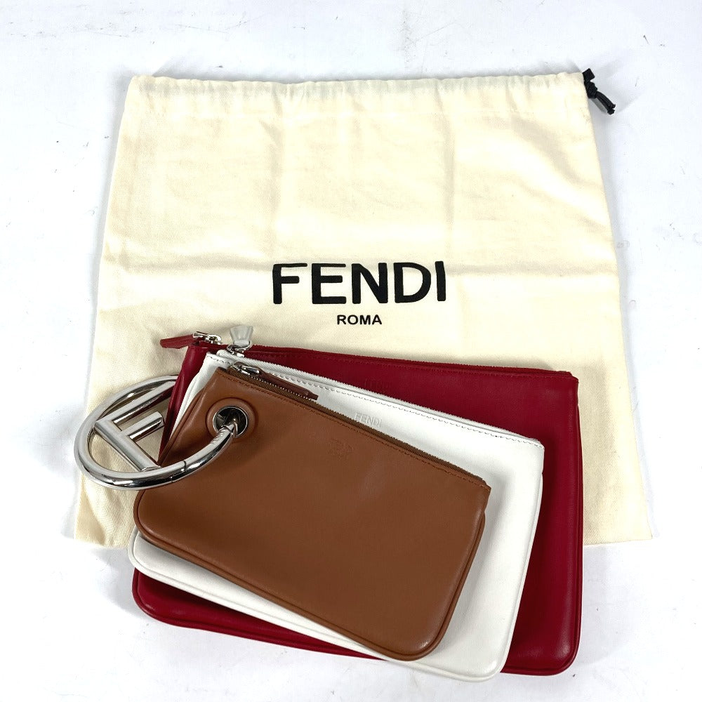 FENDI Clutch bag 8BS001 leather Red Triplet