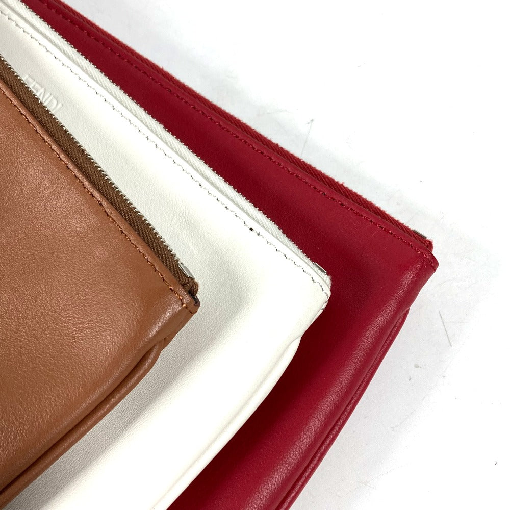 FENDI Clutch bag 8BS001 leather Red Triplet