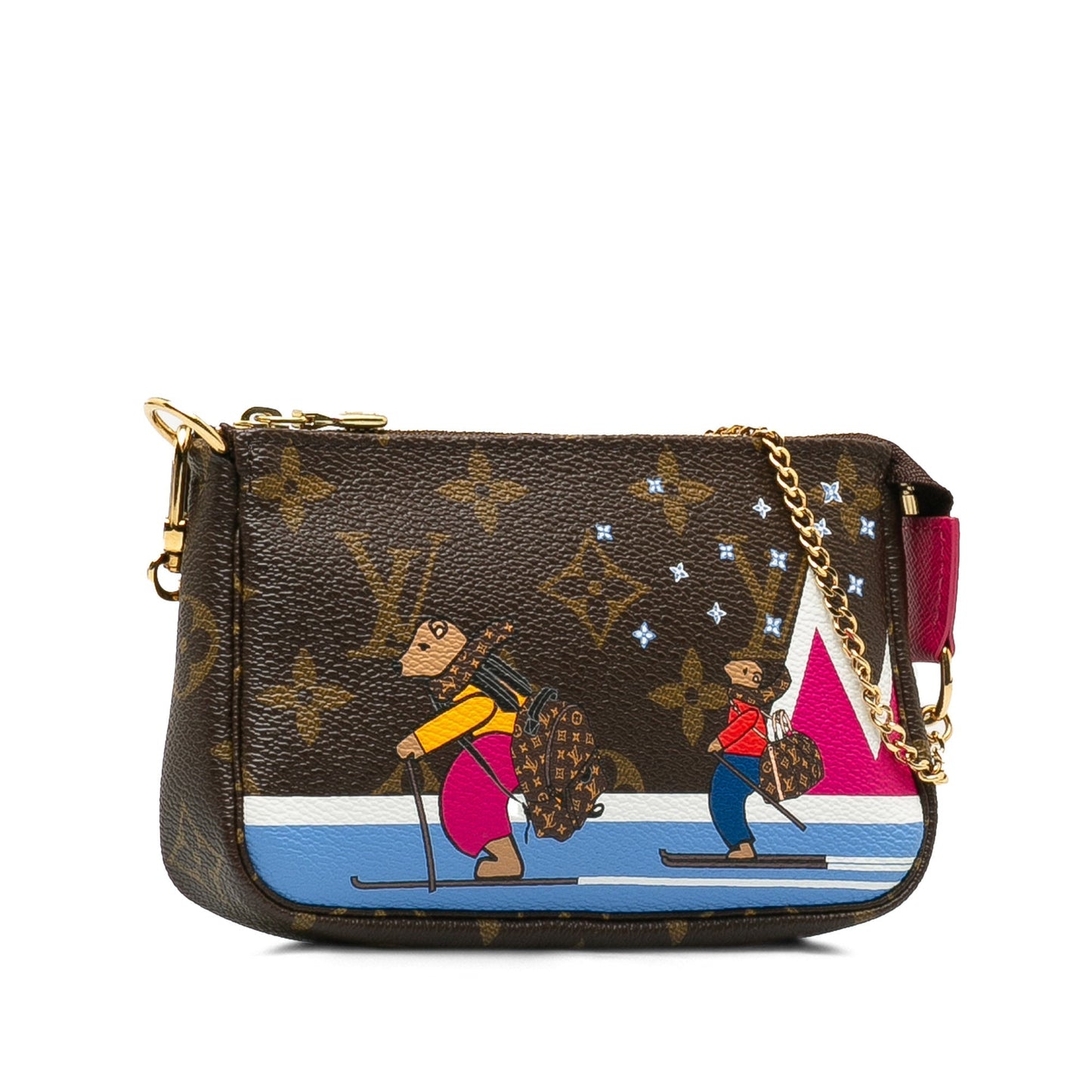 Brown Louis Vuitton Monogram Bears on Skis Christmas Animation Mini Pochette Accessories Shoulder Bag